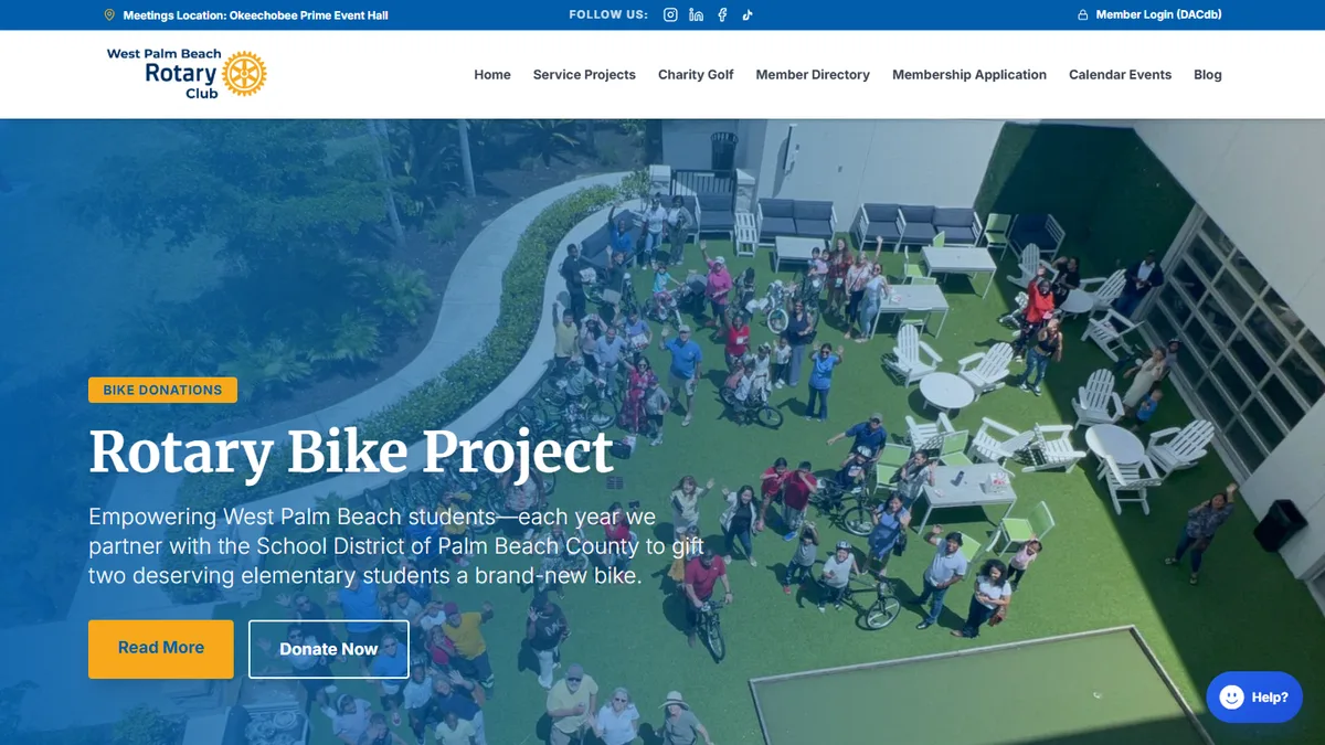 Screenshot of the home page of West Palm Beach Rotary Club